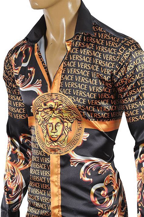 burgundy versace shirt|Men's Luxury and Designer Shirts .